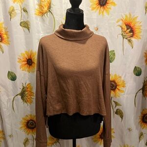 American Eagle Outfitters Cropped Turtleneck Sweater - Brown